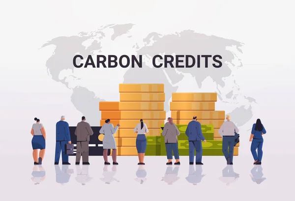 Businesspeople Coins Pills Responsibility Co2 Emission Free Trading Carbon Tax — Stockvektor