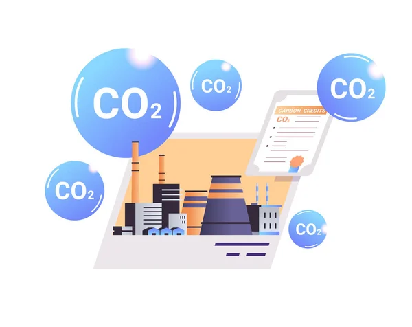 Carbon Credit Concept Responsibility Co2 Emission Environment Strategy Sustainable Esg — Stockvektor
