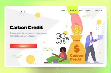 carbon credit project development concept co2 emission environment strategy sustainable ESG development horizontal copy space vector illustration