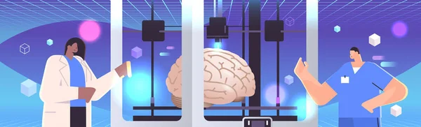 Researchers Prints Brain Model Bio Printer Medical Printing Human Transplantation — Stok Vektör