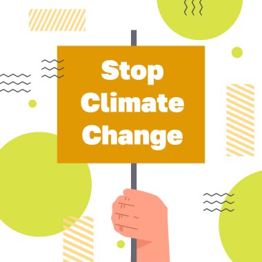 carbon credit concept hand holding stop climate change banner responsibility of co2 emission environmental conservation sustainable ESG development vector illustration