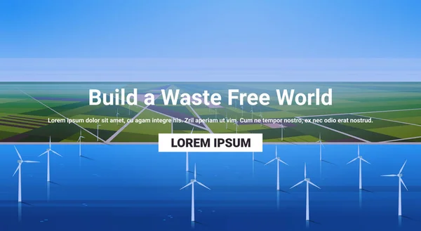 Wind Turbine Energy Renewable Water Station Field Build Waste Free — Stok Vektör