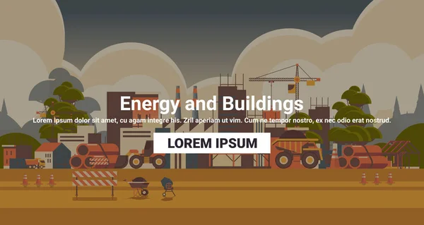 Home Construction Building Engineering Energy Buildings Concept Construction Site Background - Stok Vektor