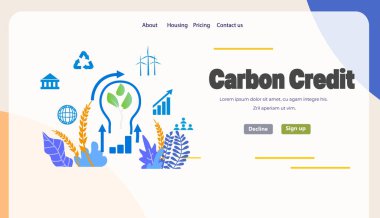 carbon credit concept responsibility of co2 emission environmental conservation sustainable ESG development horizontal copy space vector illustration