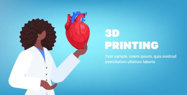 3 boyutlu biyoyazıcı üzerinde insan nakli kalp modeli baskısı biyolojik mühendislik biyobasım konsepti yatay fotokopi uzay vektör çizimi