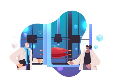 researchers prints muscle model on 3d bio printer medical printing of human transplantation organ biological engineering bioprinting concept horizontal vector illustration
