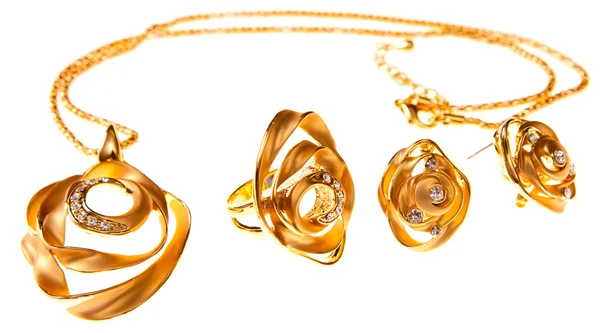 Ожерелье и серьги, изолированные — стоковое фото
