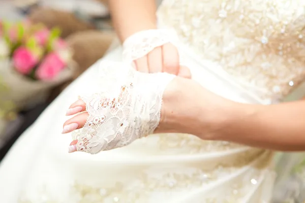 White dress of the bride. — Stock Photo, Image