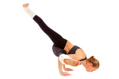 Yoga, meditasyon, üzerinde beyaz izole,