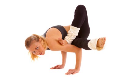 Yoga, meditasyon, üzerinde beyaz izole,