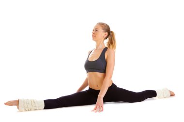 Yoga, meditasyon, üzerinde beyaz izole,