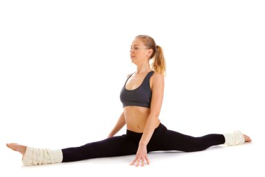Yoga, meditasyon, üzerinde beyaz izole,