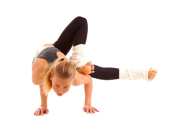 Yoga, isolato, su bianco — Foto Stock