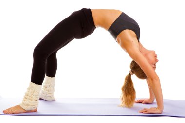 Yoga, meditasyon, üzerinde beyaz izole,