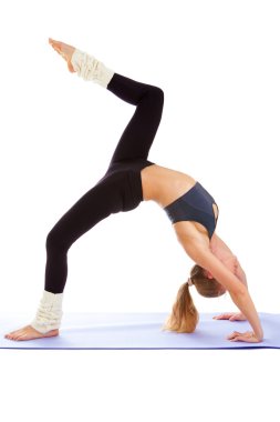 Yoga, meditasyon, üzerinde beyaz izole,