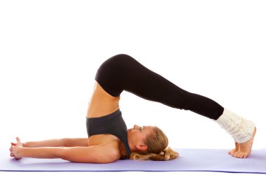 Yoga, meditasyon, üzerinde beyaz izole,