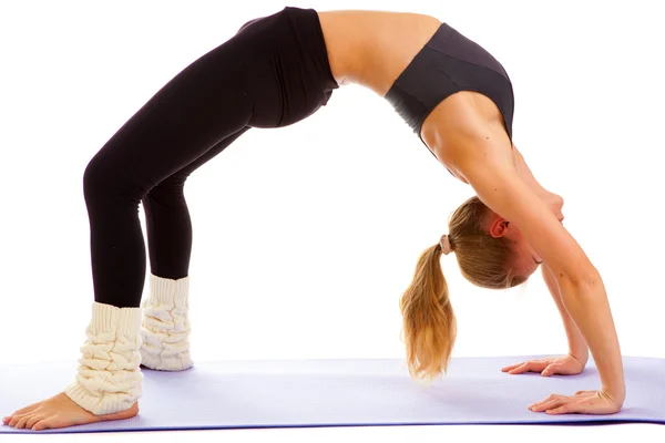 Yoga, isolato, su bianco — Foto Stock