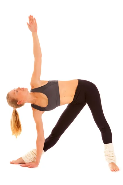 Yoga, isoliert, auf weiß — Stockfoto