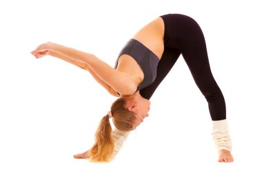 Yoga, meditasyon, üzerinde beyaz izole,