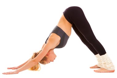 Yoga, meditasyon, üzerinde beyaz izole,
