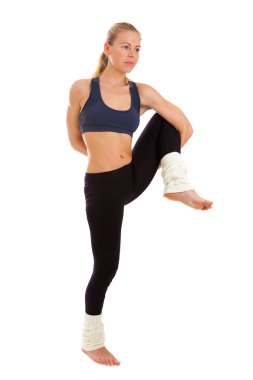 Yoga, meditasyon, üzerinde beyaz izole,