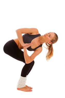 Yoga, meditasyon, üzerinde beyaz izole,