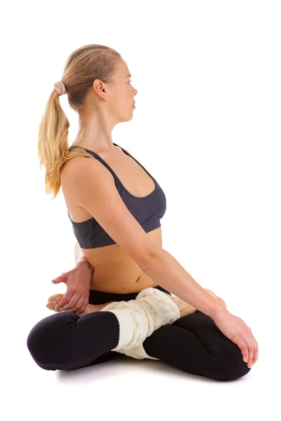 Yoga, aislado, sobre blanco — Foto de Stock