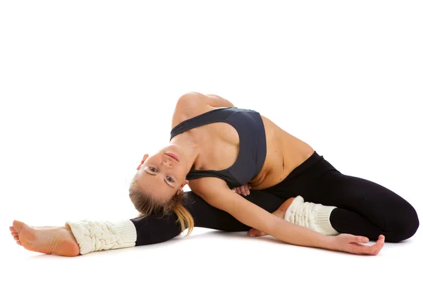 Yoga, aislado, sobre blanco —  Fotos de Stock