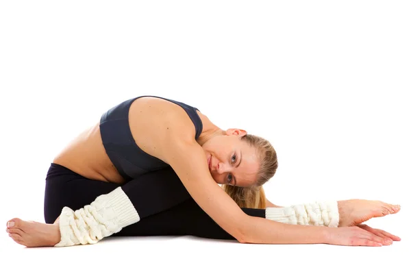 Yoga, isoliert, auf weiß — Stockfoto