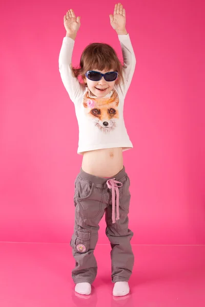 Girl on pink background — Stock Photo, Image