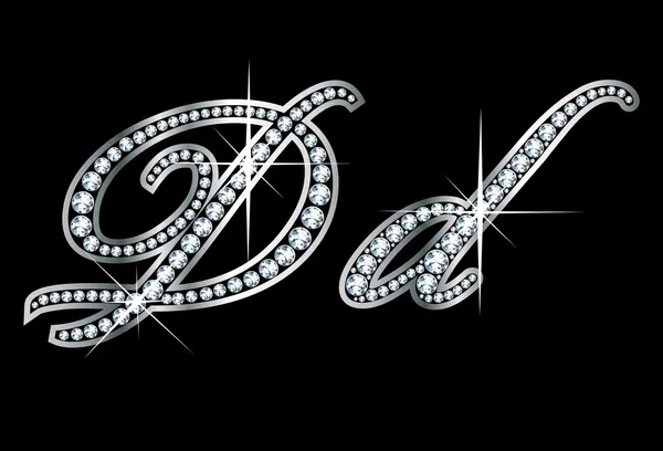 Script Diamond Bling Dd Lettres — Image vectorielle