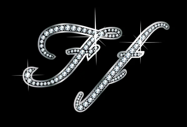 脚本钻石首饰 ff 字母 — 图库矢量图片