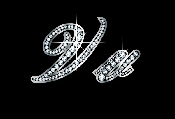 Script Diamond Bling Vv Letras — Vector de stock