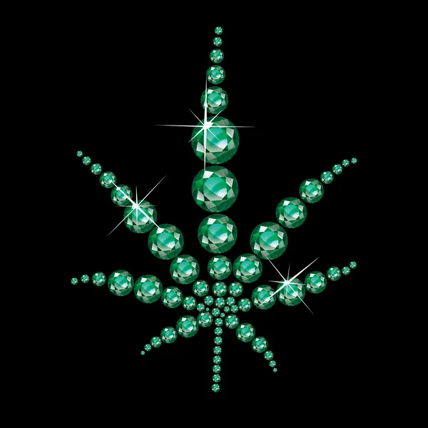 Feuille de marijuana émeraude — Image vectorielle