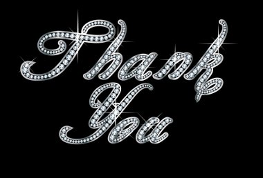 Thank You in Script Diamond Bling Letters clipart