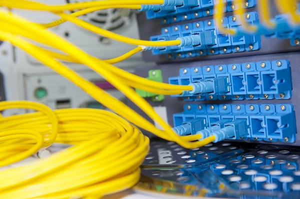 Överföring av optisk fiber informationsteknik. — Stockfoto