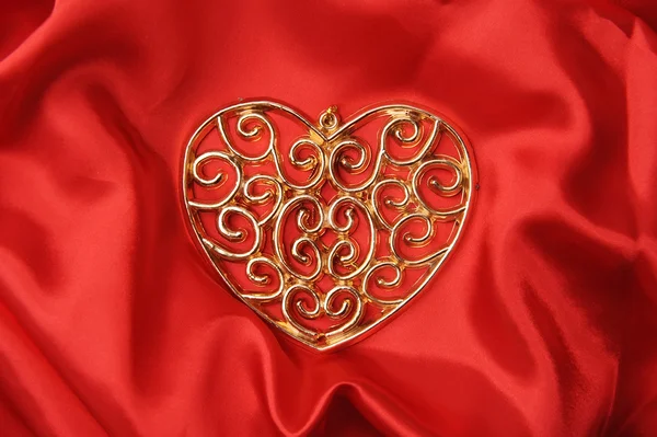 Heart and ball shape of Christmas Decorations silk — Stock Photo, Image