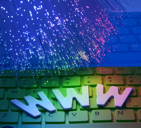 Fiber optics achtergrond met www — Stockfoto