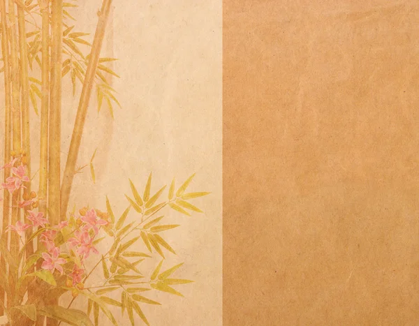 Bambu på gamla grunge antika papper konsistens — Stockfoto