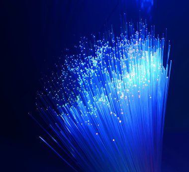 Fiber cable serve with technology style against fiber optic background clipart