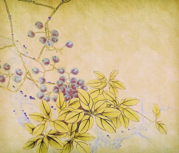 Kwiat kwitnąć na stare antyczne papier sztuka tło — Zdjęcie stockowe