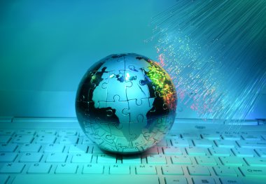 Dünya harita teknolojisi tarzı fiber optik arka plan