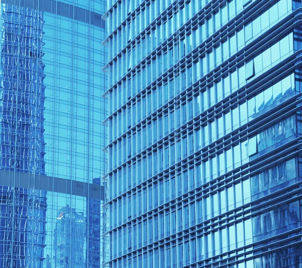 Contemporary office building blue glass wall detail — Stock Photo, Image