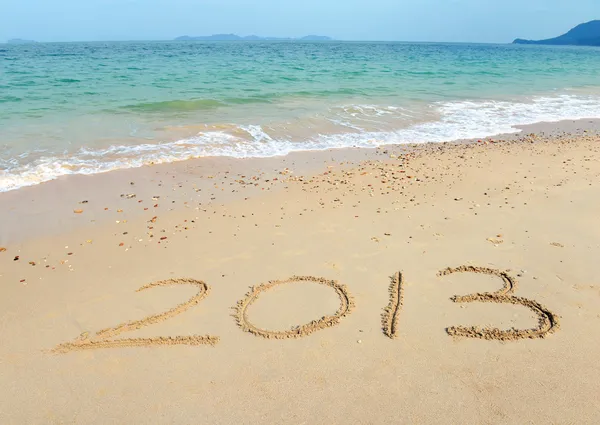 Number 2013 on the beach of sunrise — Stock Photo, Image