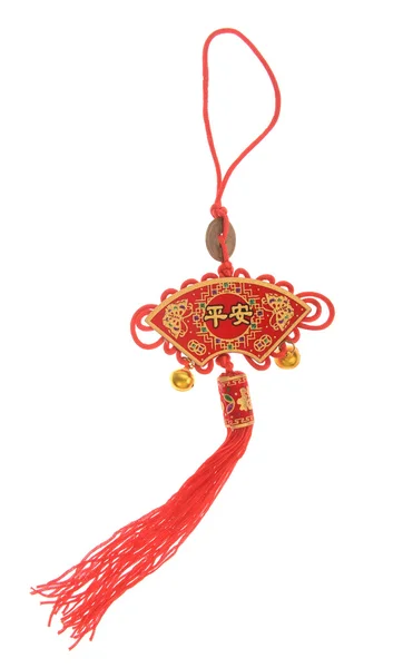 Chinees knot, vertrekt kalligrafie voor "fu", geluk voordat Chinees Nieuwjaar — Stockfoto