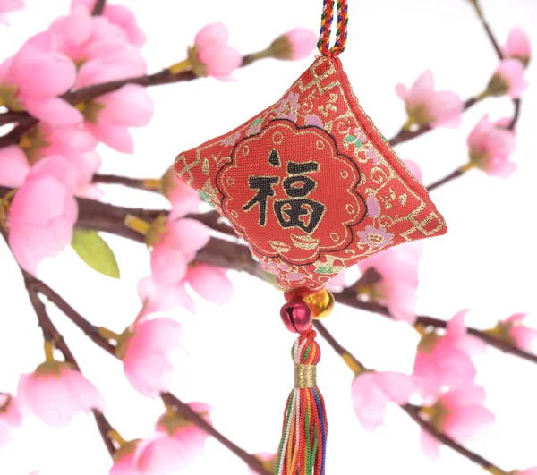 Chinese knot,Calligraphy for "Fu", good fortune before will start chinese new year — Stock Photo, Image