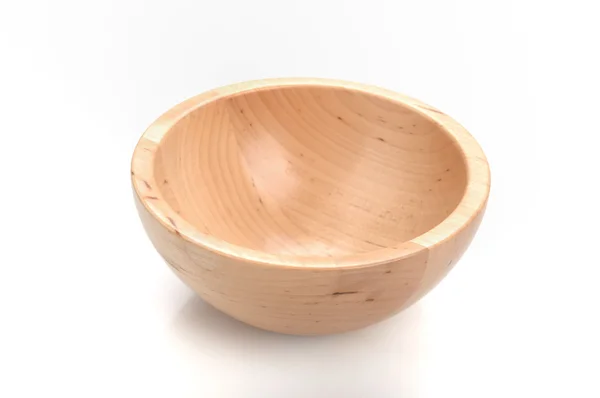 Wooden bowl on white background — Stock Photo, Image