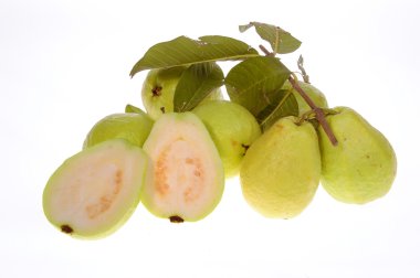 Guava meyvesi beyaz arkaplanda izole
