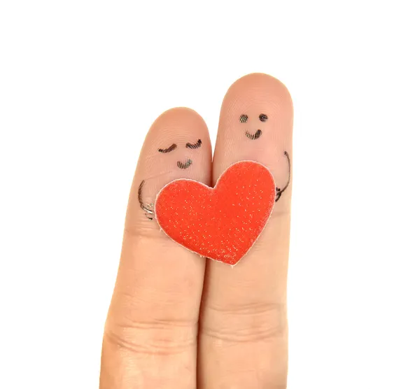 Happy couple two fingers — Stock Photo, Image