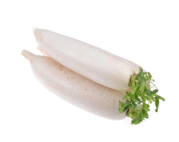 Rábanos daikon aislados sobre fondo blanco — Foto de Stock